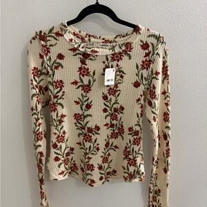 We The Free Floral Long Sleeve Top - Cream and Red
